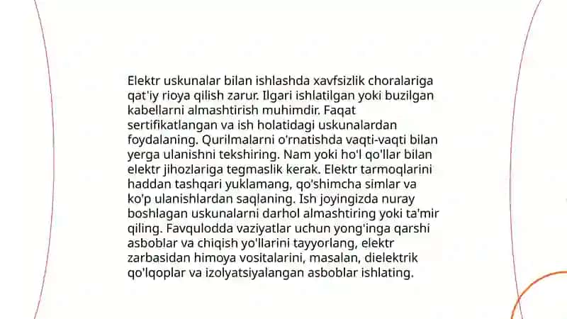 Birlamchi ozgartkichlar va tanlovchi qurilmalarni montaj qilishda mehnat xavfsizligi talablari 4