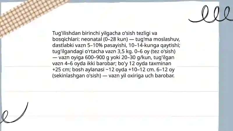 Bola organizming o'sishi va rivojlanishi 4