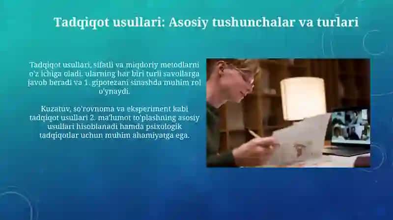 Zamonaviy psixologiya tarmoqlarida tadqiqot metodlarining qo'llanilishi 4
