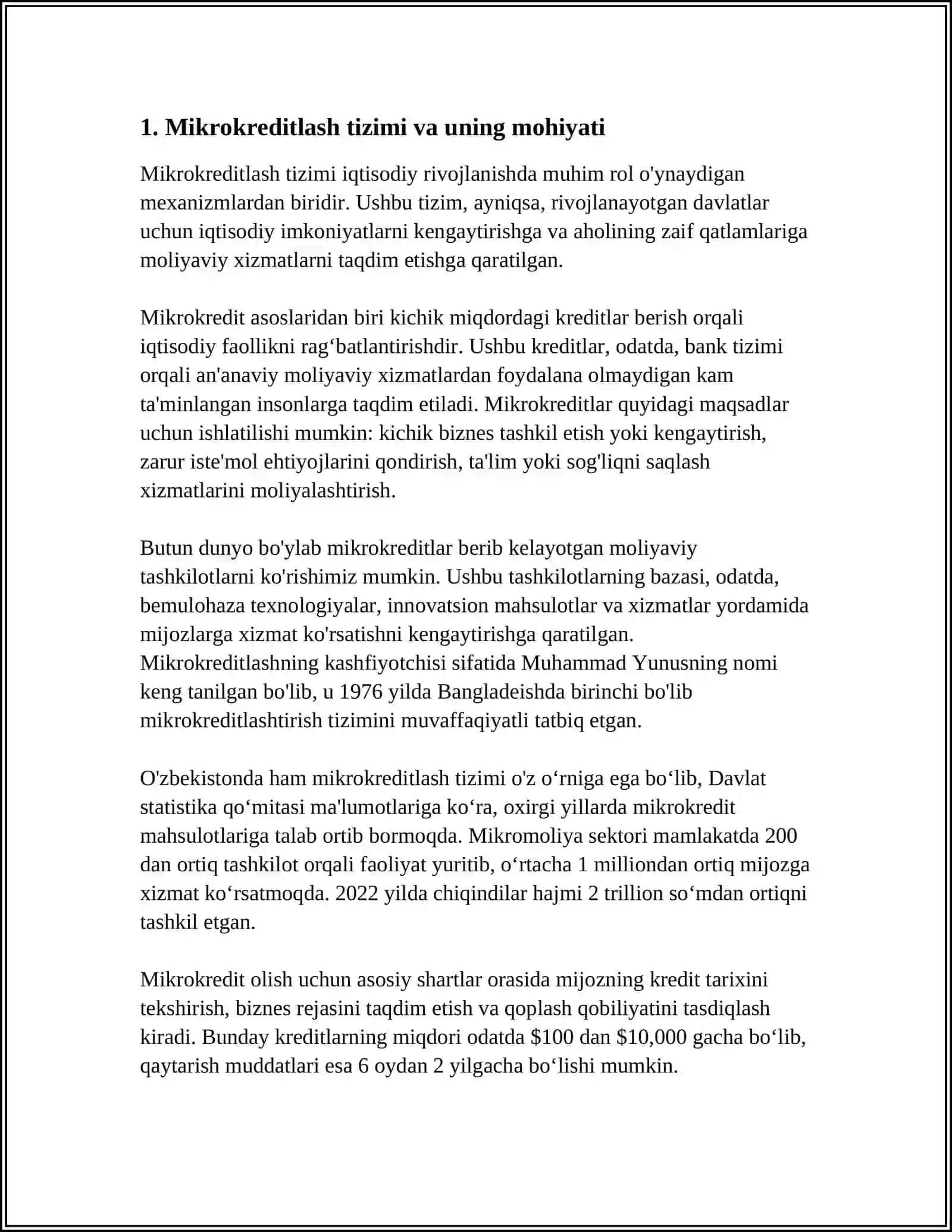 KORXONALARNING FAOLIYATINI TAKOMILLASHTIRISHDA MIKROKREDITLASHNING AHAMIYATI 4