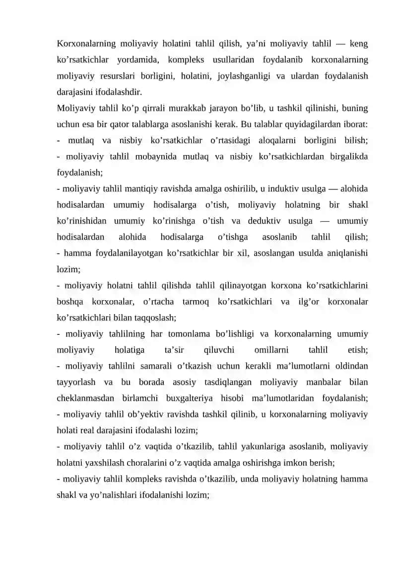 Korxona moliyaviy holatining tahlili 4