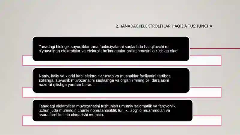 Organizmning biologik suyukliklari elektrolit va noelektrolitlar eritmalari sifatida 4