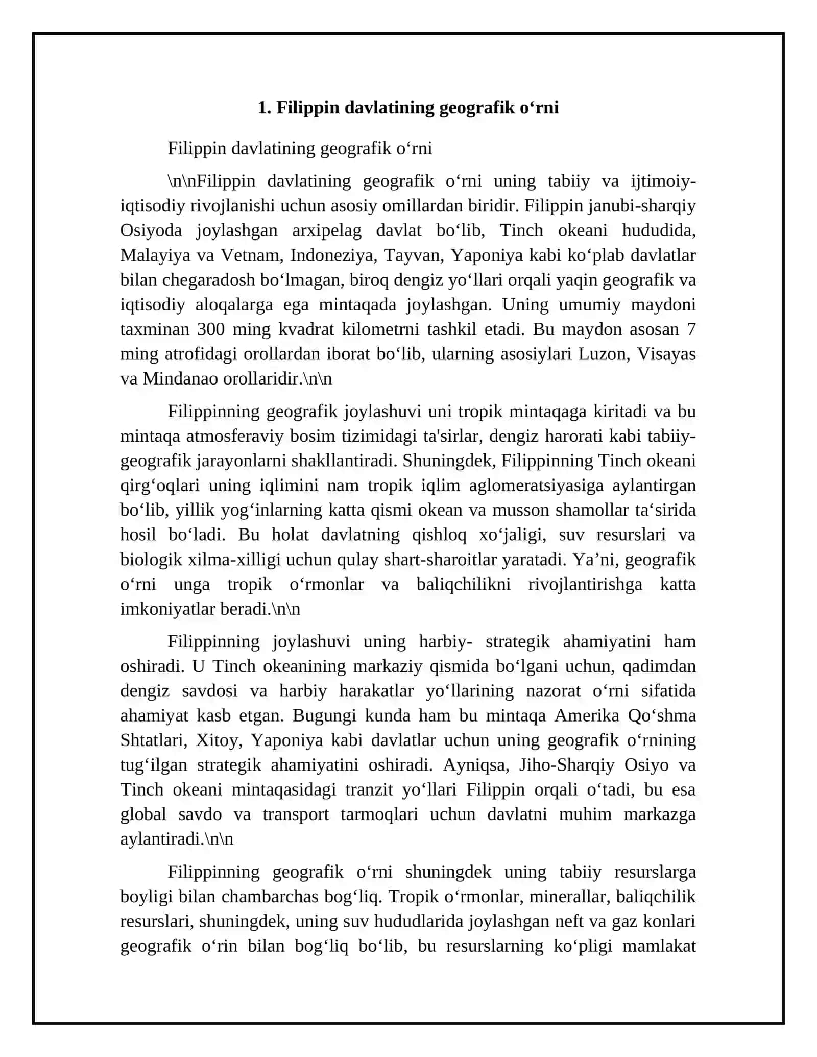 Filippin davlati iqtisodiy geografik ōrni tabiiy resurslari,aholisi va resurslari 4
