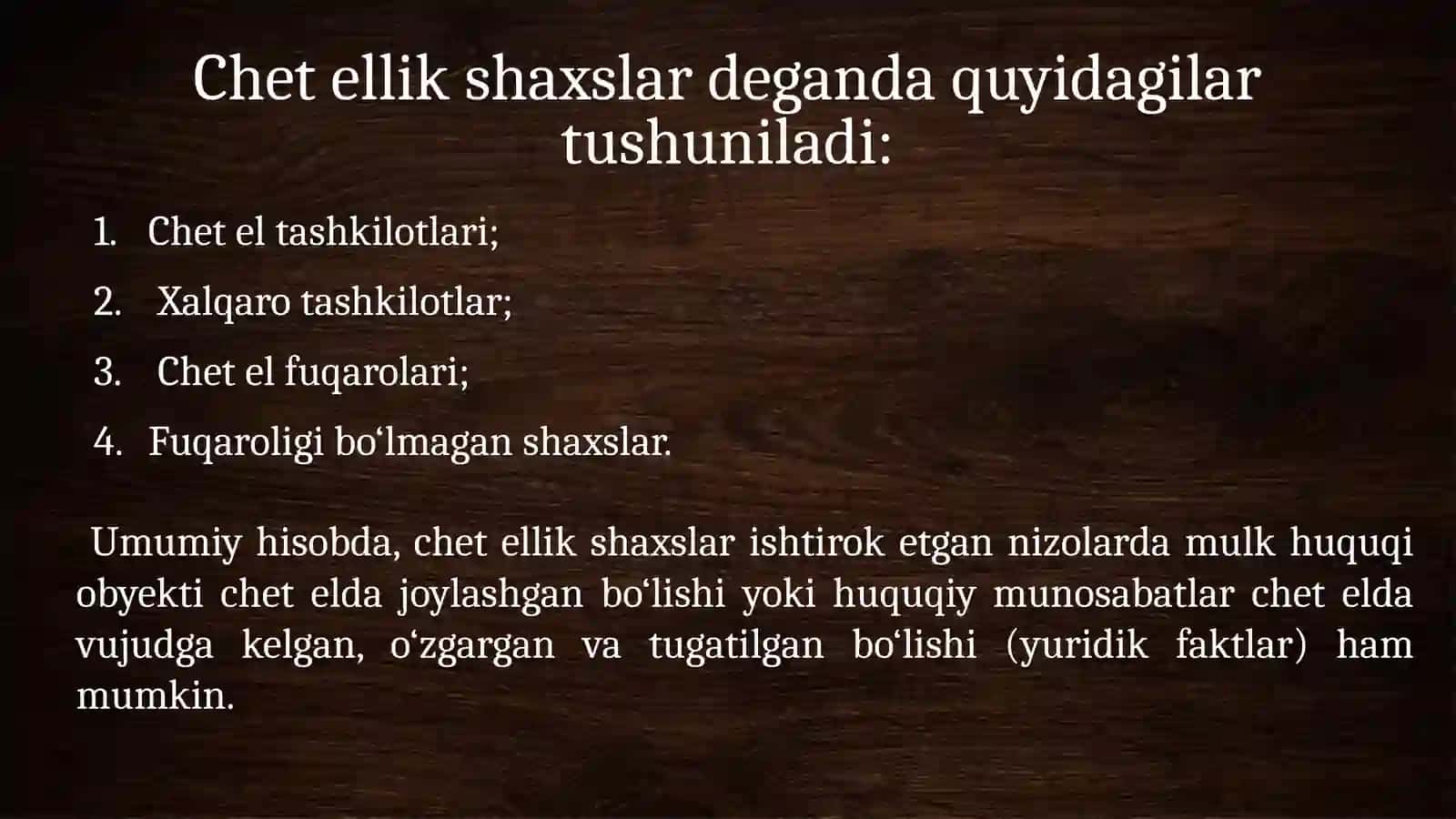 IQTISODIY PROTSESSIDA CHЕT EL FUQAROLARI VA TASHKILOTLAR, FUQAROLIGI BO‘LMAGAN SHAXSLARNING ISHTIROKI 4