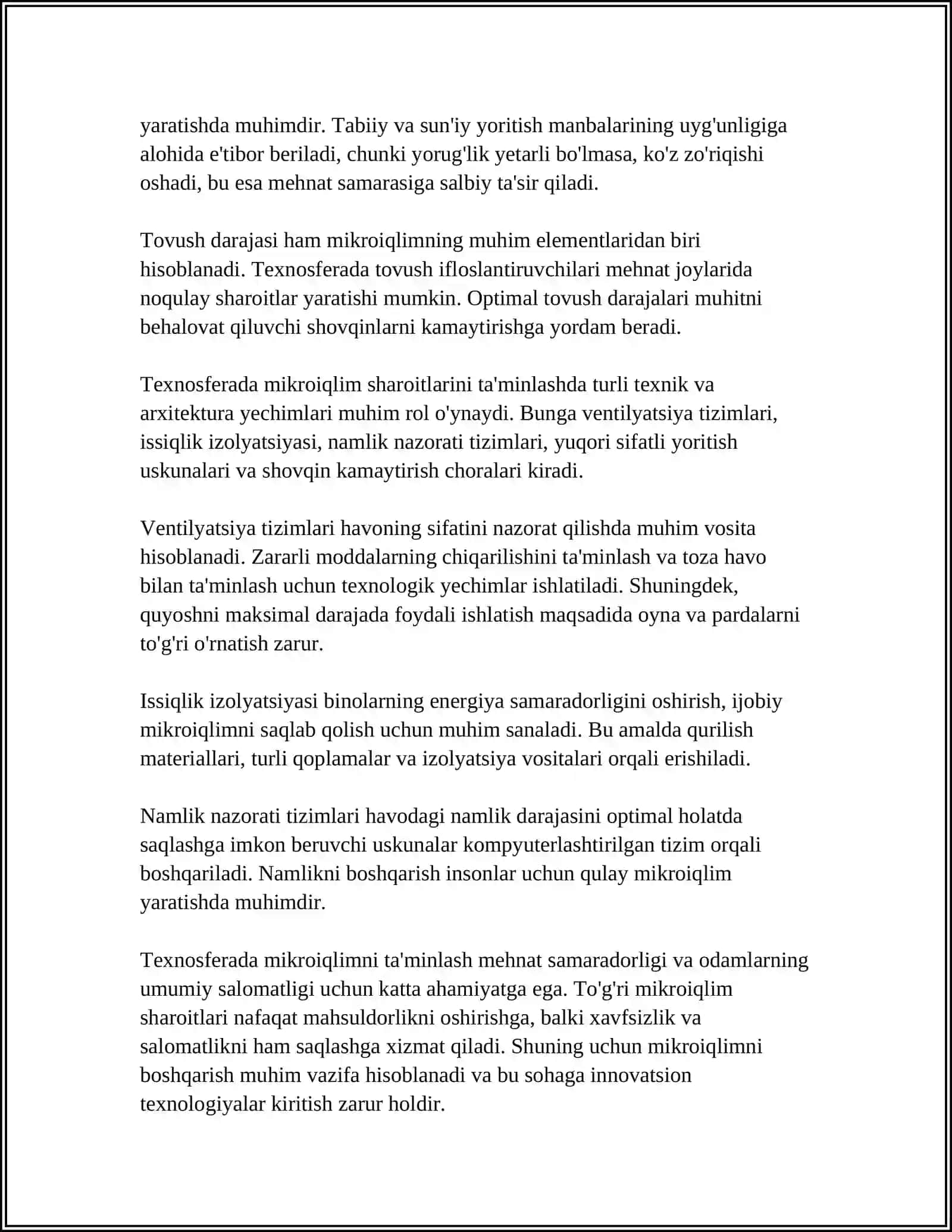 TEXNOSFERADA MIKROIQLIM SHAROITINI TA’MINLASH 4