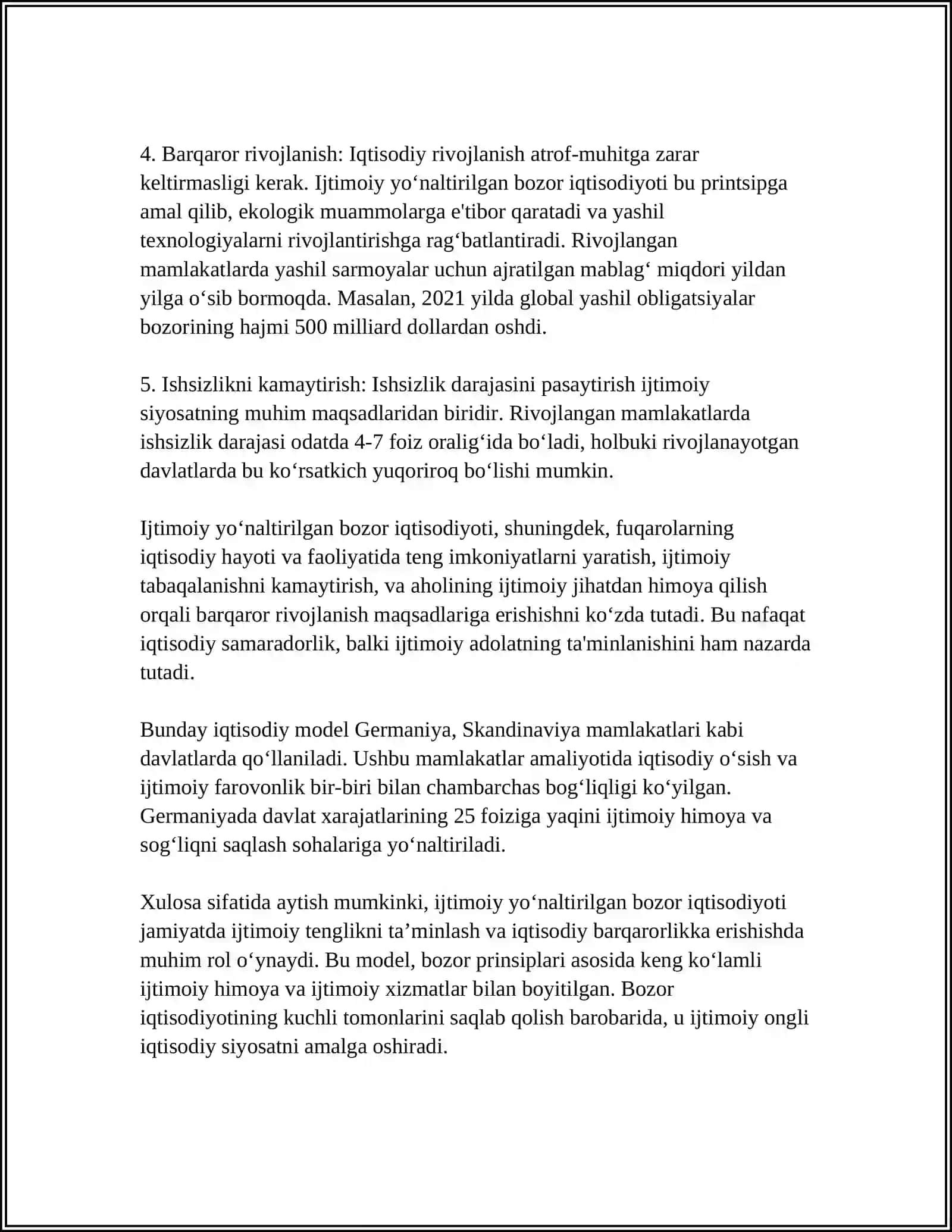 BOZOR IQTISODIYOTINING IJTIMOIY YO’NALTIRILGANLIGI VA UNING O'ZBEKISTONGA XOS XUSUSIYATLARI 4