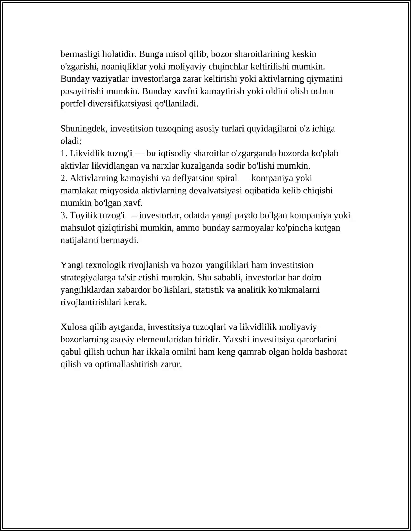 LIKVIDLILIK VA INVESTITSION TUZOQ 4