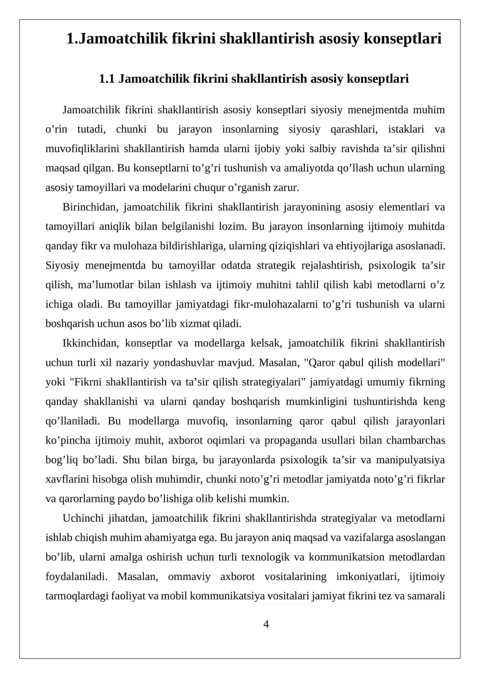 Jamoatchilik fikrini shakllantirish va unga ta'sir o'tkazish usullari 4