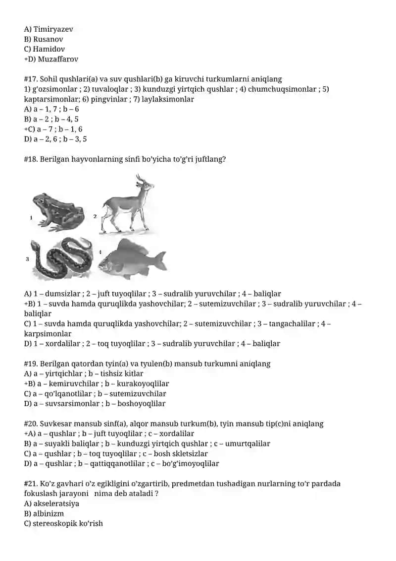 Kloakali(a) va kloakasiz(b) jish bolali organizmlarni aniqlang 4