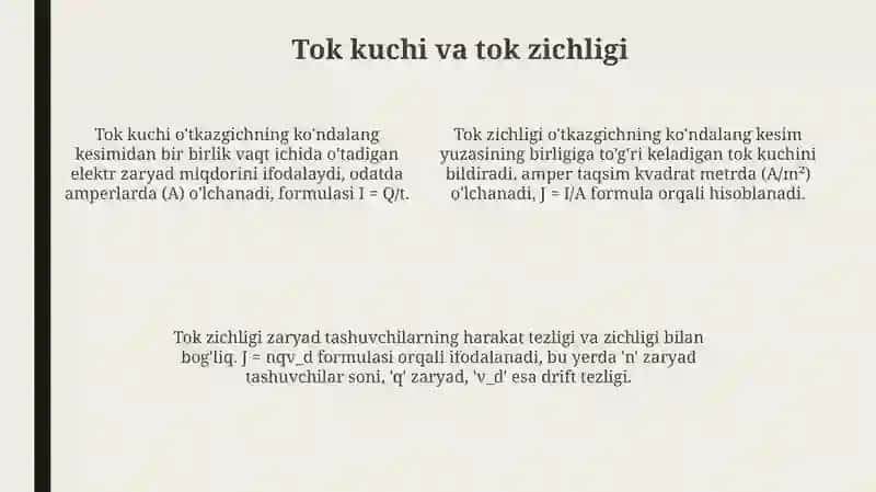 Elektr toki va uning asosiy xossalari 4
