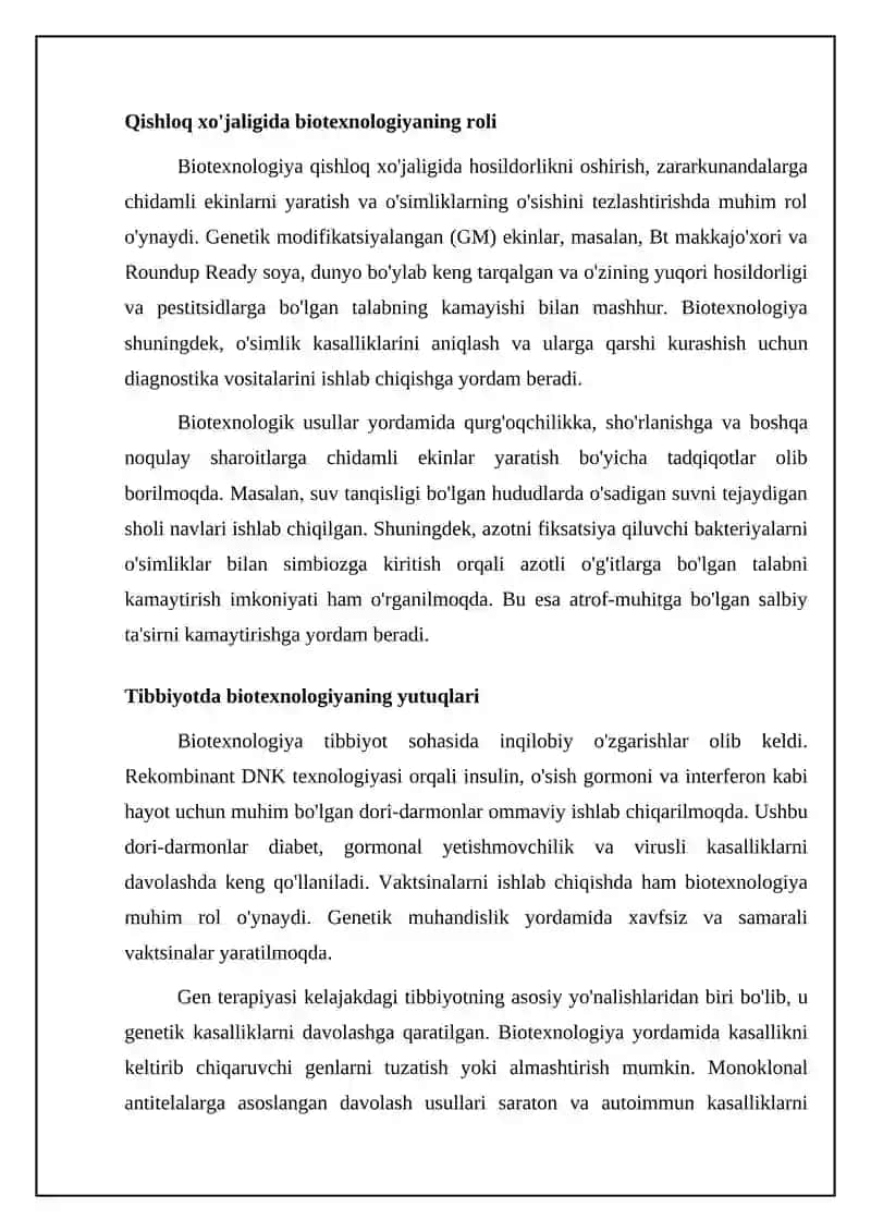 Biotexnologiyani yutuq va muammolari 4