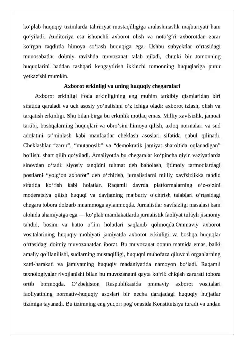 Ommaviy axborot vositalari faoliyatining huquqiy asoslari 4