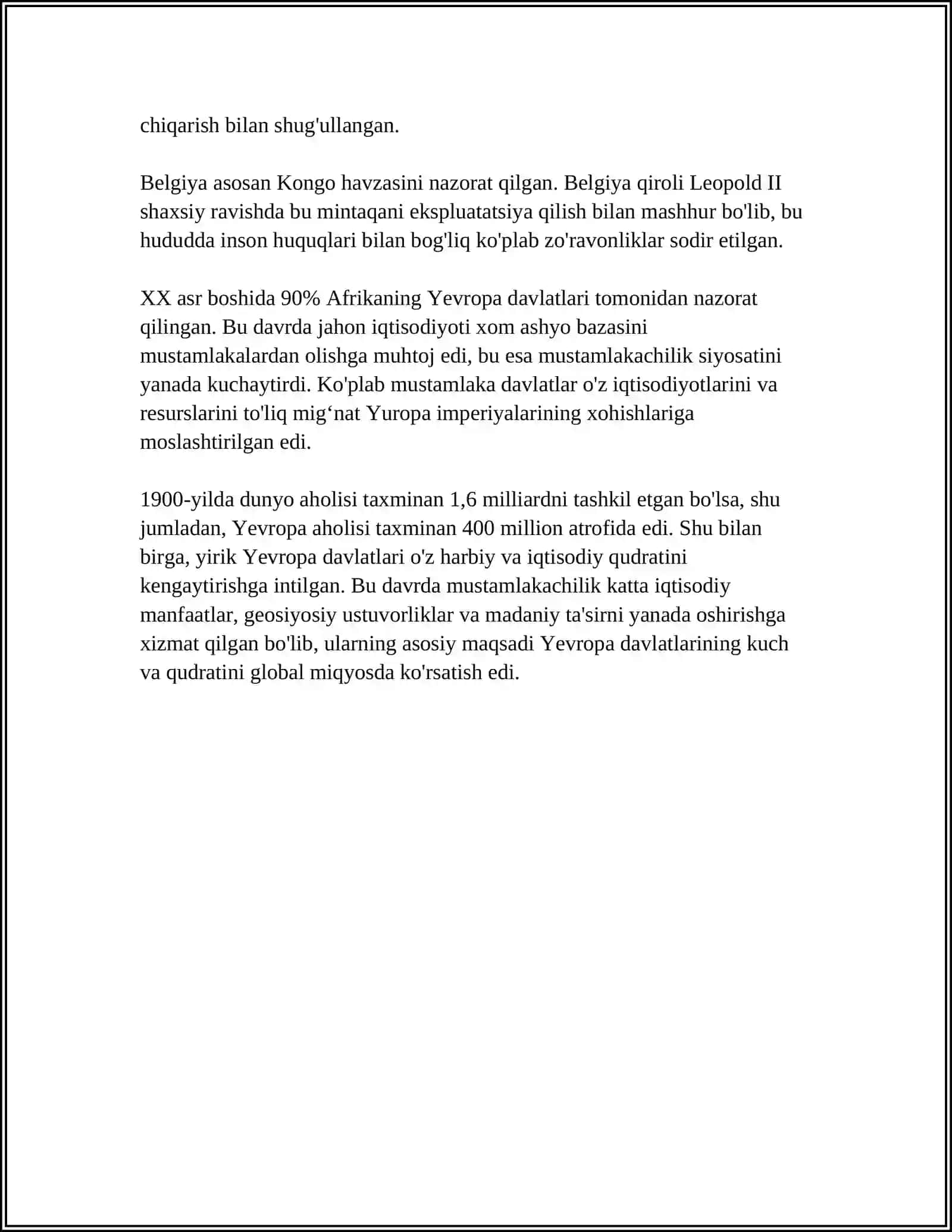 XX ASR OXIRI - XXI ASR BOSHLARIDA XORIJIY MAMLAKATLAR TARIXI TARIXSHUNOSLIGI REFERAT 4