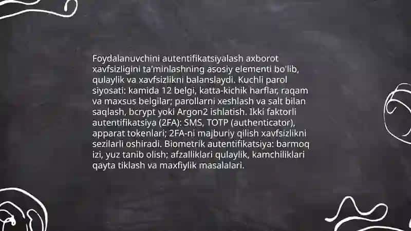 Axborot xavfsizligini ta'minlash usullari 4