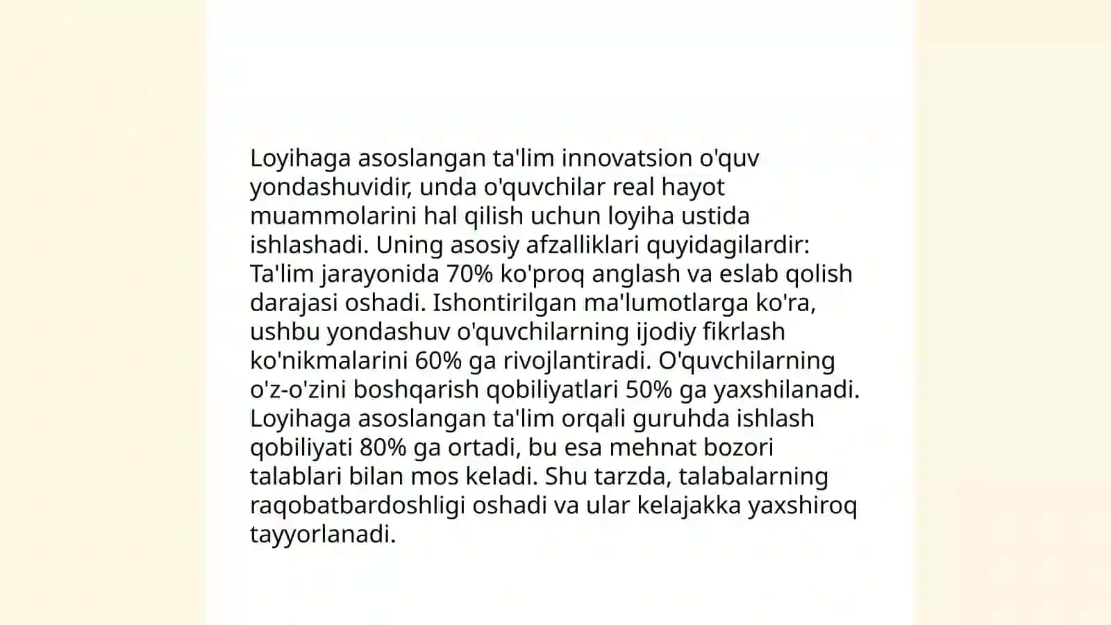 Loyihaga asoslangan taʼlim va jamoaviy ijodiy faoliyat texnalogiyalar 4