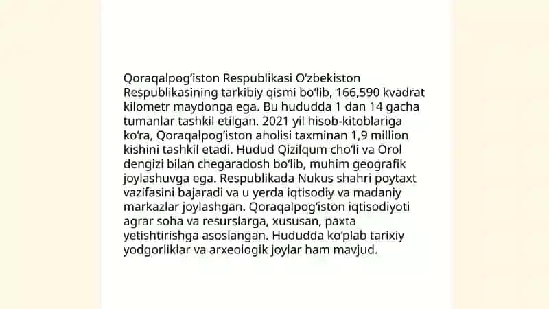 Qoraqalpog'iston Respublikasining ma'muriy-hududiy va davlat tuzilishi 4