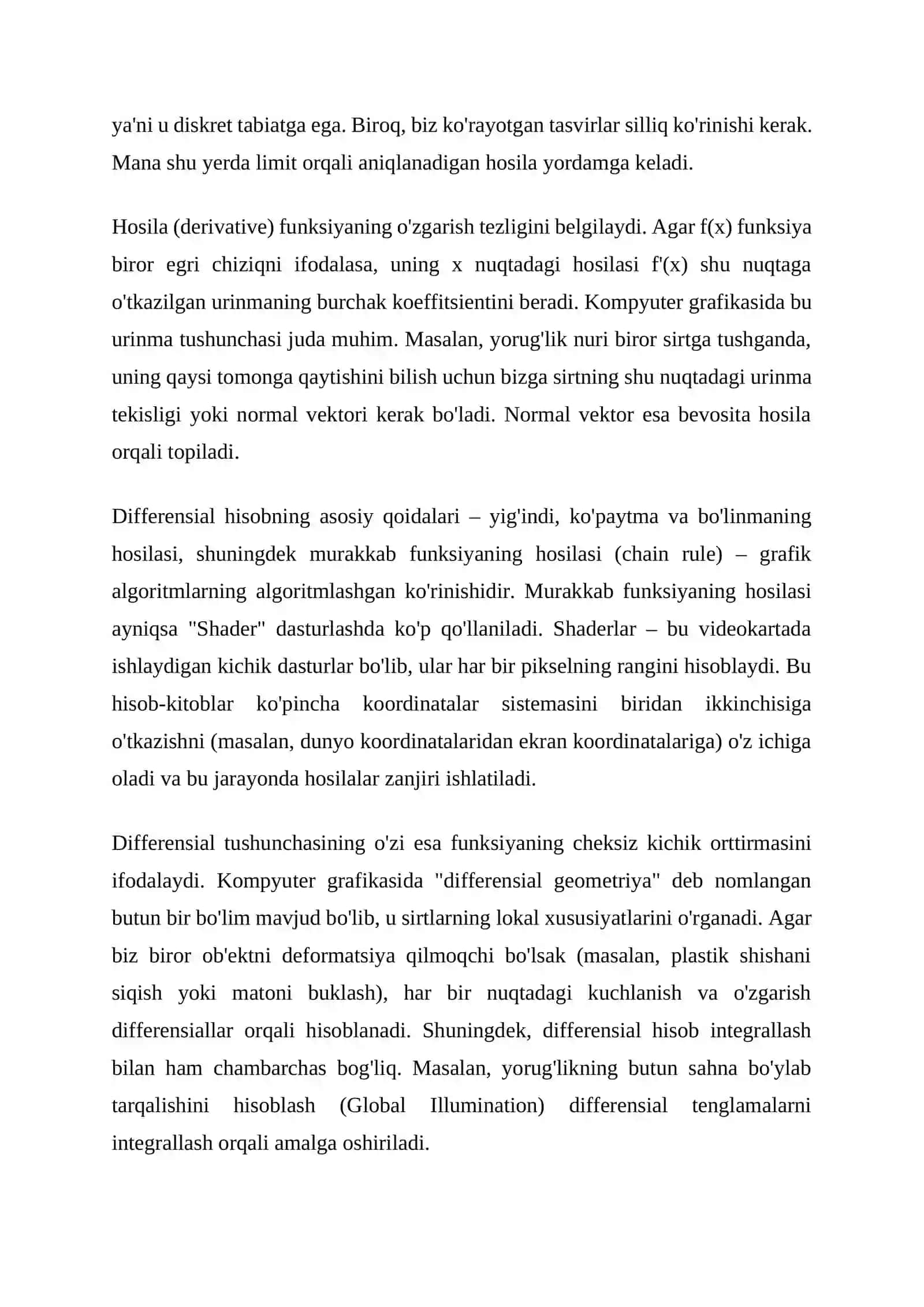 KOMPYUTER GRAFIKASIDA DIFFERENSIAL HISOB TATBIQLARI 4