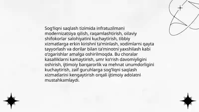 Oʻzbekistonda ijtimoiy sohada amalga oshirilayotgan oʻzgarishlar: Mazmun va mohiyati 4