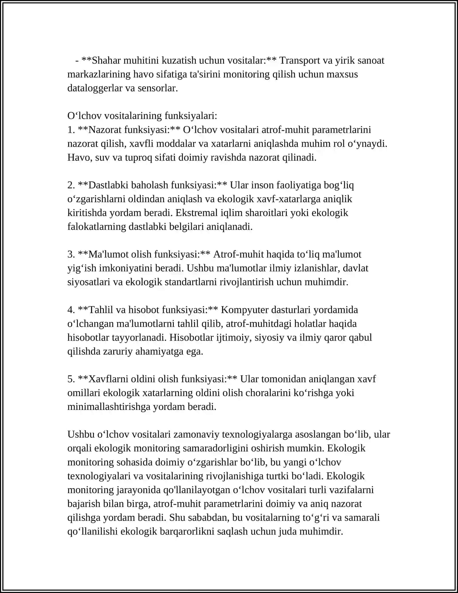 EKOLOGIYA SOHASIDAGI OLCHOV VOSITALARINING XAREKTERIKASI 4