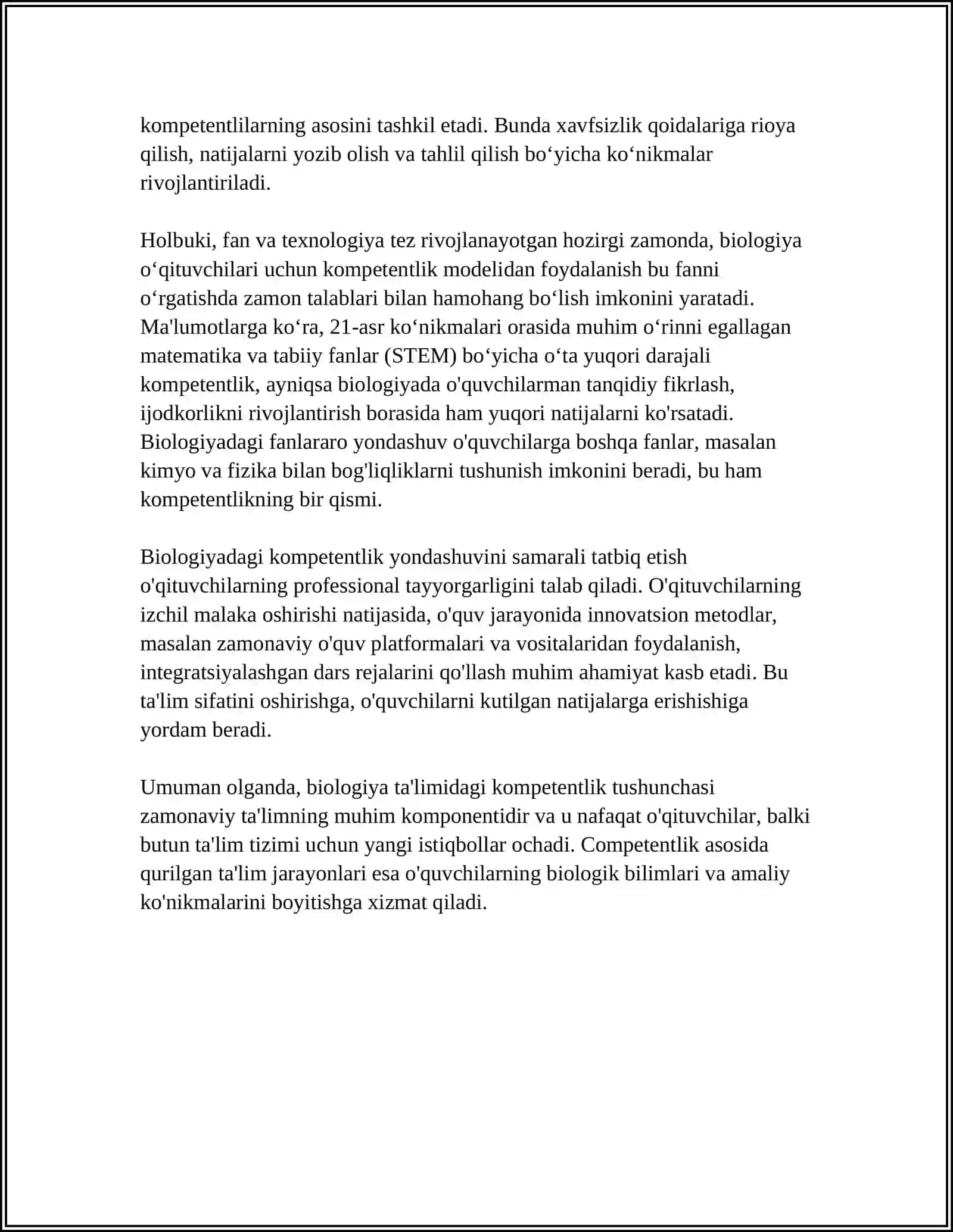 BIOLOGIYANI O'QITISHDA O'QUVCHILARDA KOMPITENTLIKNI RIVOJLANTIRISH 4