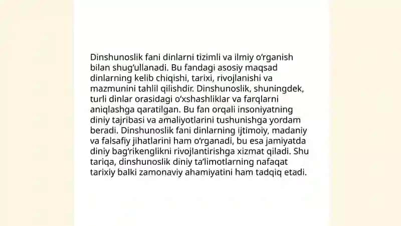 Dinshunoslik fanining mazmuni 4