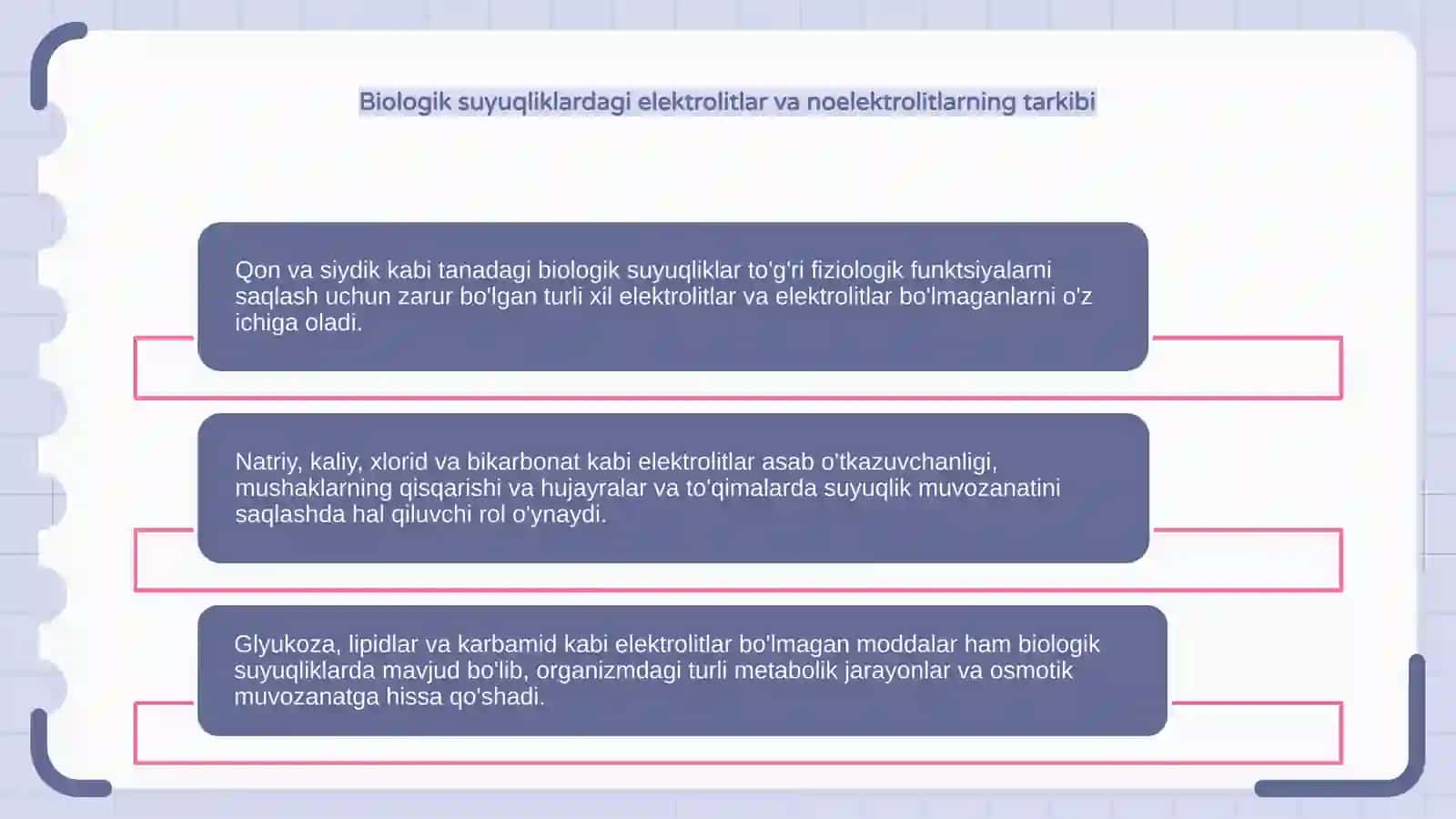 Organizimning biologik suyuqliklari elektrolit va noelektrolitlar eritmalari sifatida 4
