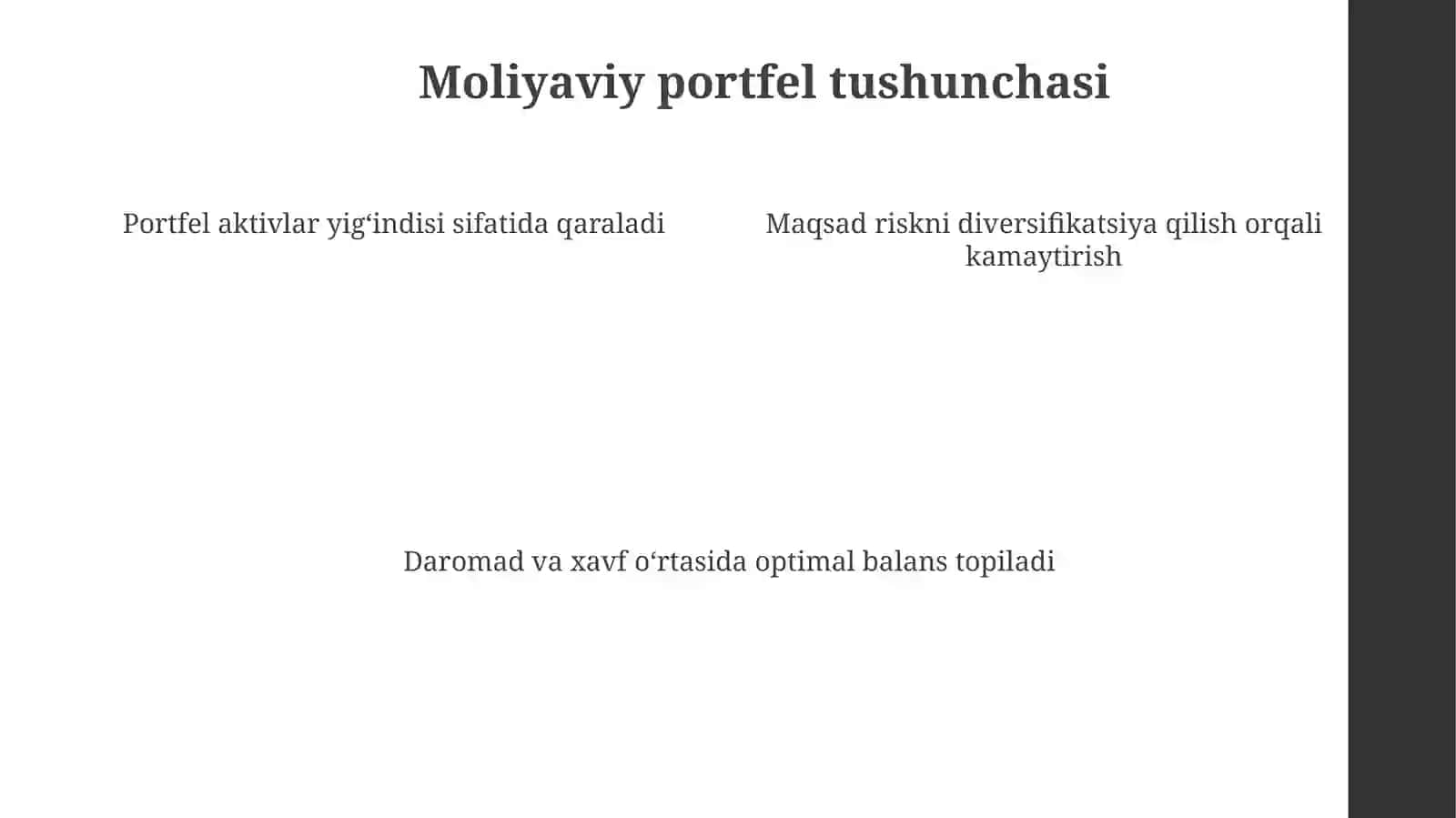 Moliya va investitsion portfelni shakllantirishning xususiyatlari 4