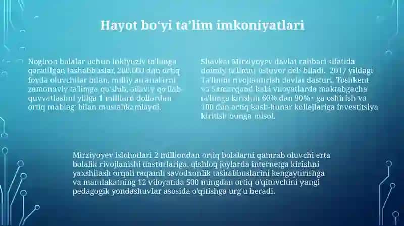 Mirziyoyev Davrida Ta'lim Islоhotlari 4