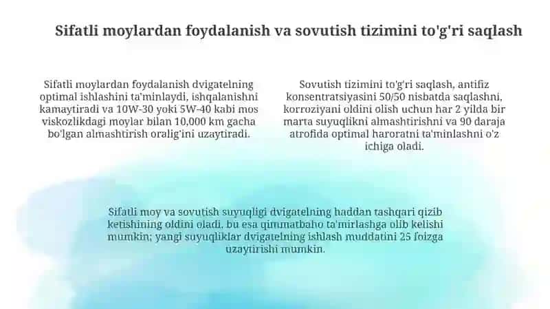 Avtomobil transporti vositalarining xizmat muddatini oshirish usullari 4