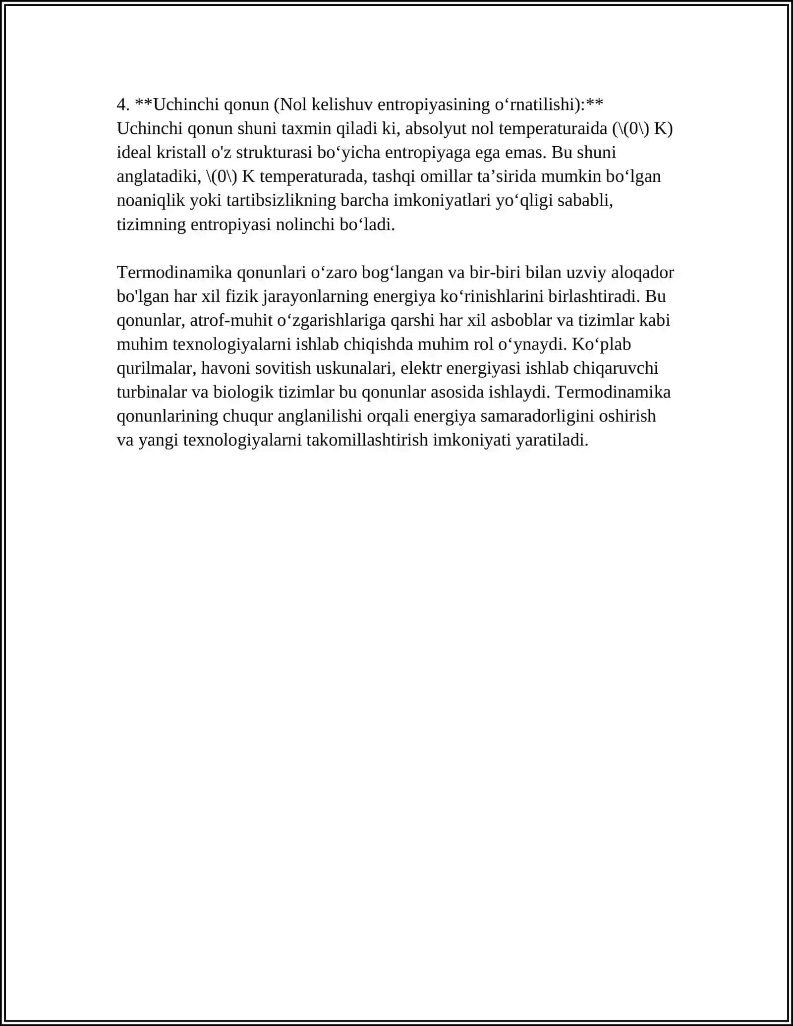 NOMUVOZANAT JARAYONLAR TERMODINAMIKASI VA KIMYOVIY KINETIKA ORASIDAGI MUNOSABATLAR 4