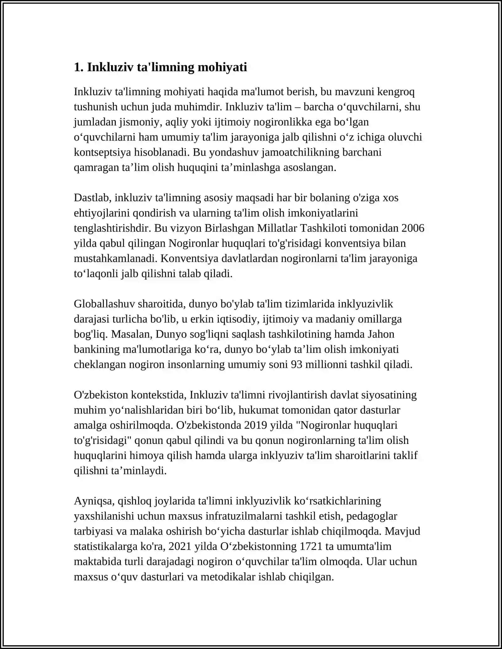 IMKONIYATI CHEKLANGAN BOLALARNI SAMARALI INKLYUZIV TAʼLIM OLISHNING ASOSIY SHARTLARI 4
