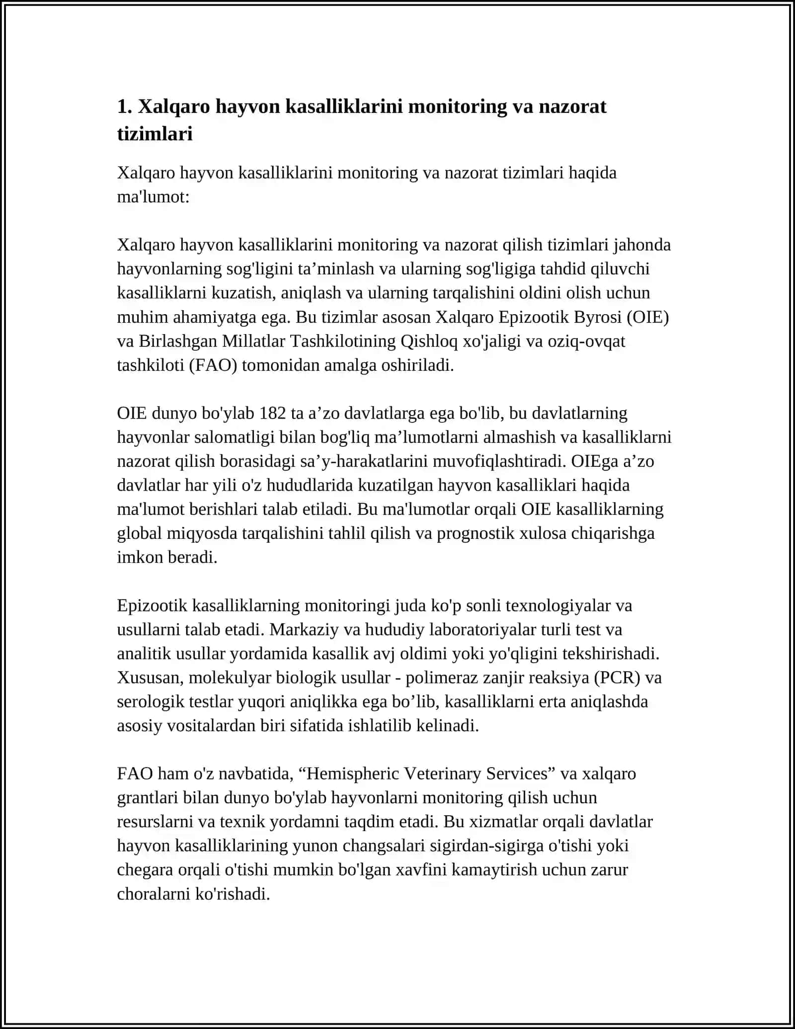 VETERINARIYA SOHASIDA OLIB BORILAYOTGAN XALQARO ALOQALAR 4