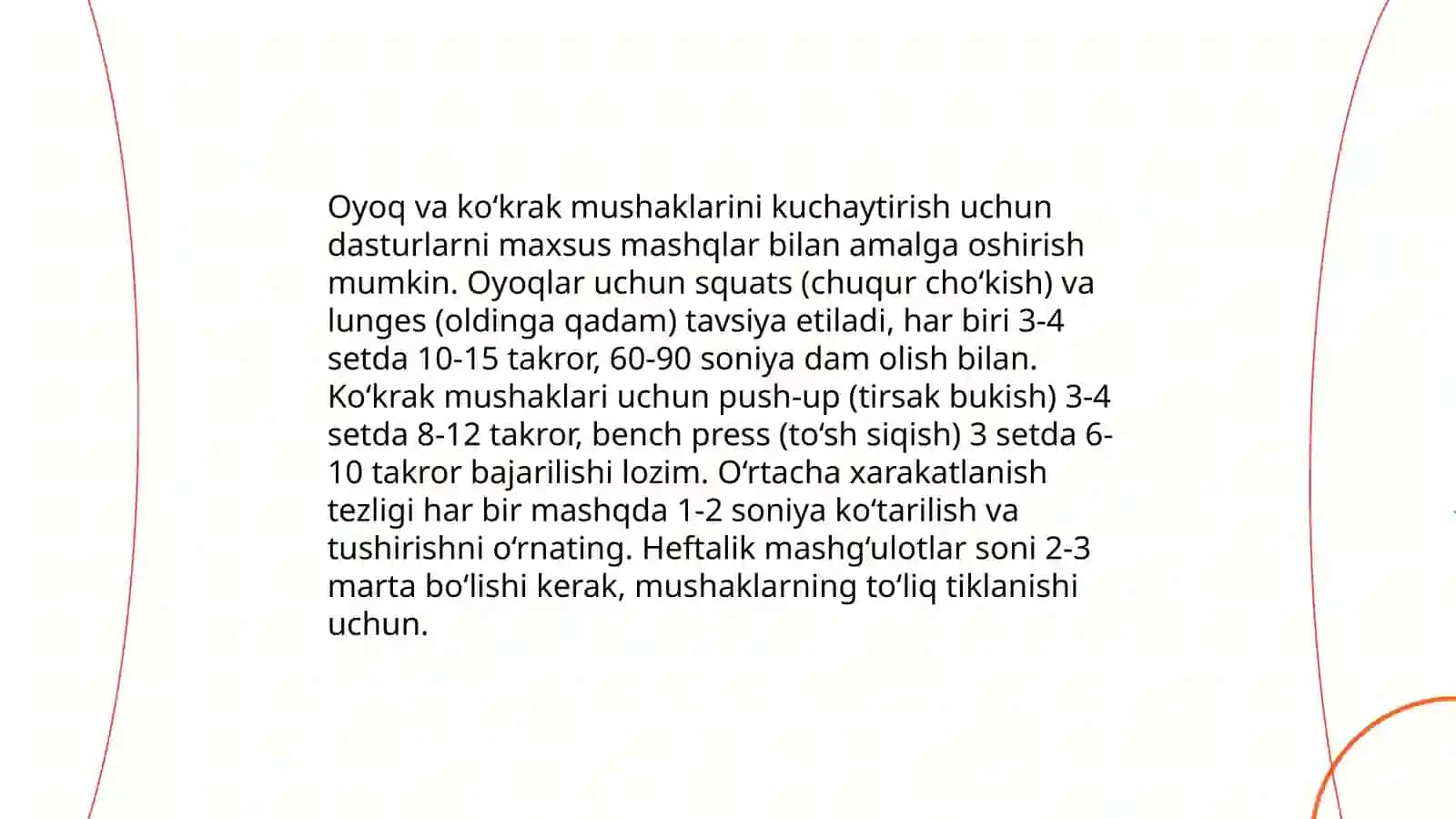 Ko‘krak mushaklarini mustahkamlash uchun press mashqlari 4