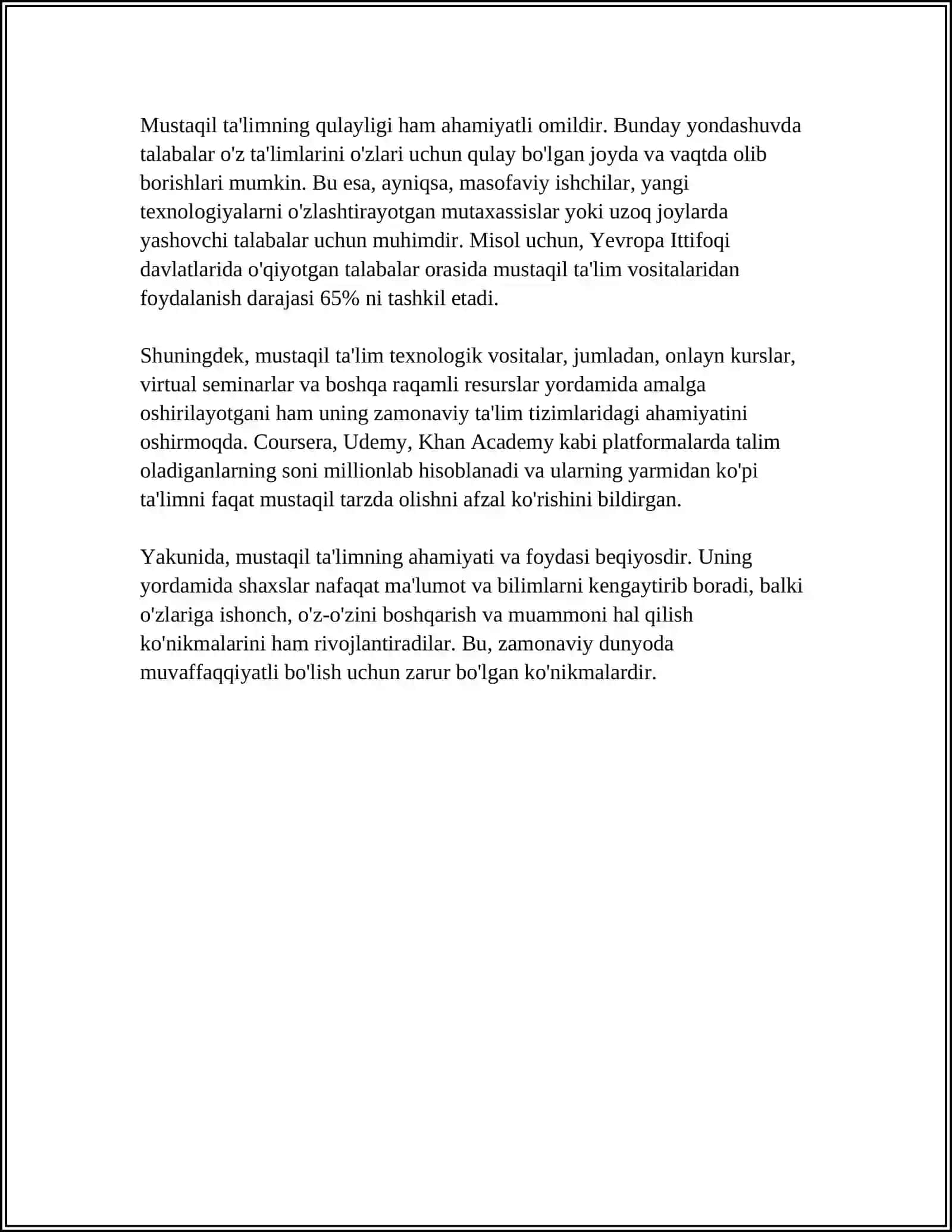 TARBIYA VA HUQUQ FANLARINI O‘QITISHDA MUSTAQIL TA’LIM VA AMALIY MASHG‘ULOTLARINING O‘TKAZISH METODIKASI 4