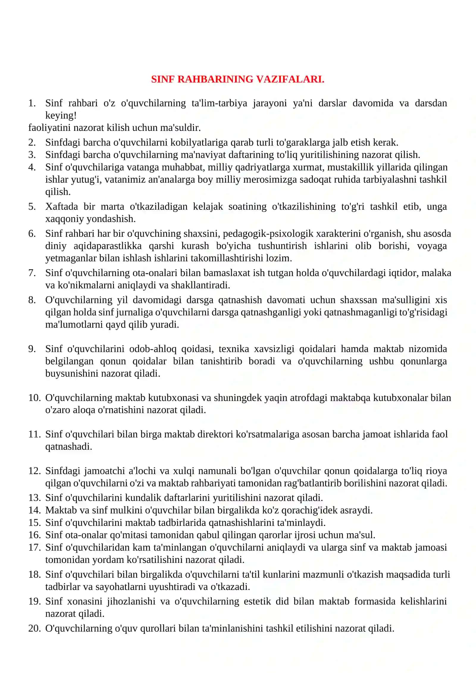 Sinf Rahbari Daftari 1-4 sinf 2026-2027 o'quv yili uchun 4