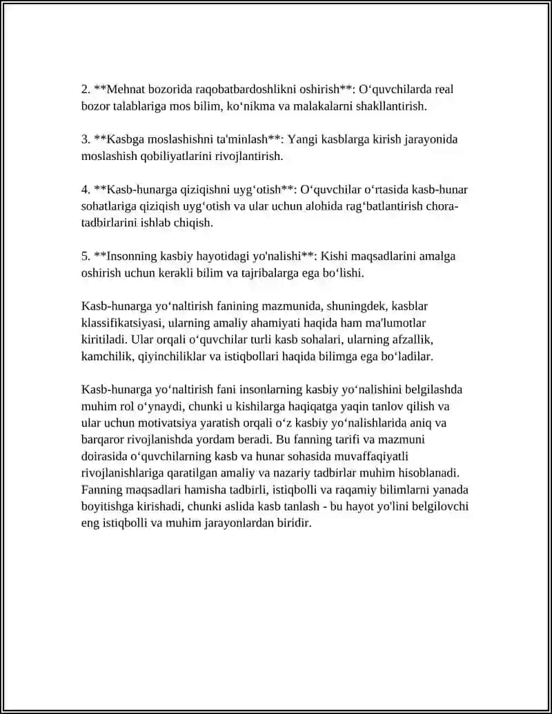 KASB-HUNARGA YO‘NALTIRISH FANINING MAQSAD VA VAZIFALARI, UNING TARIXIY TARAQQIYOTI 4