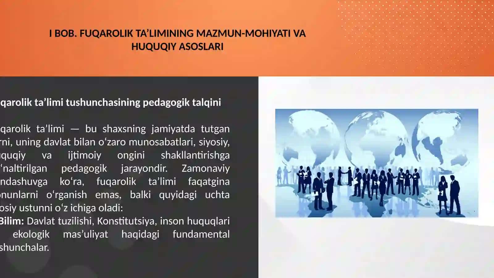 “Fuqarolik ta’limi va o‘quvchilarning yuksak ma’naviy-axloqiy tarbiyasi” 4