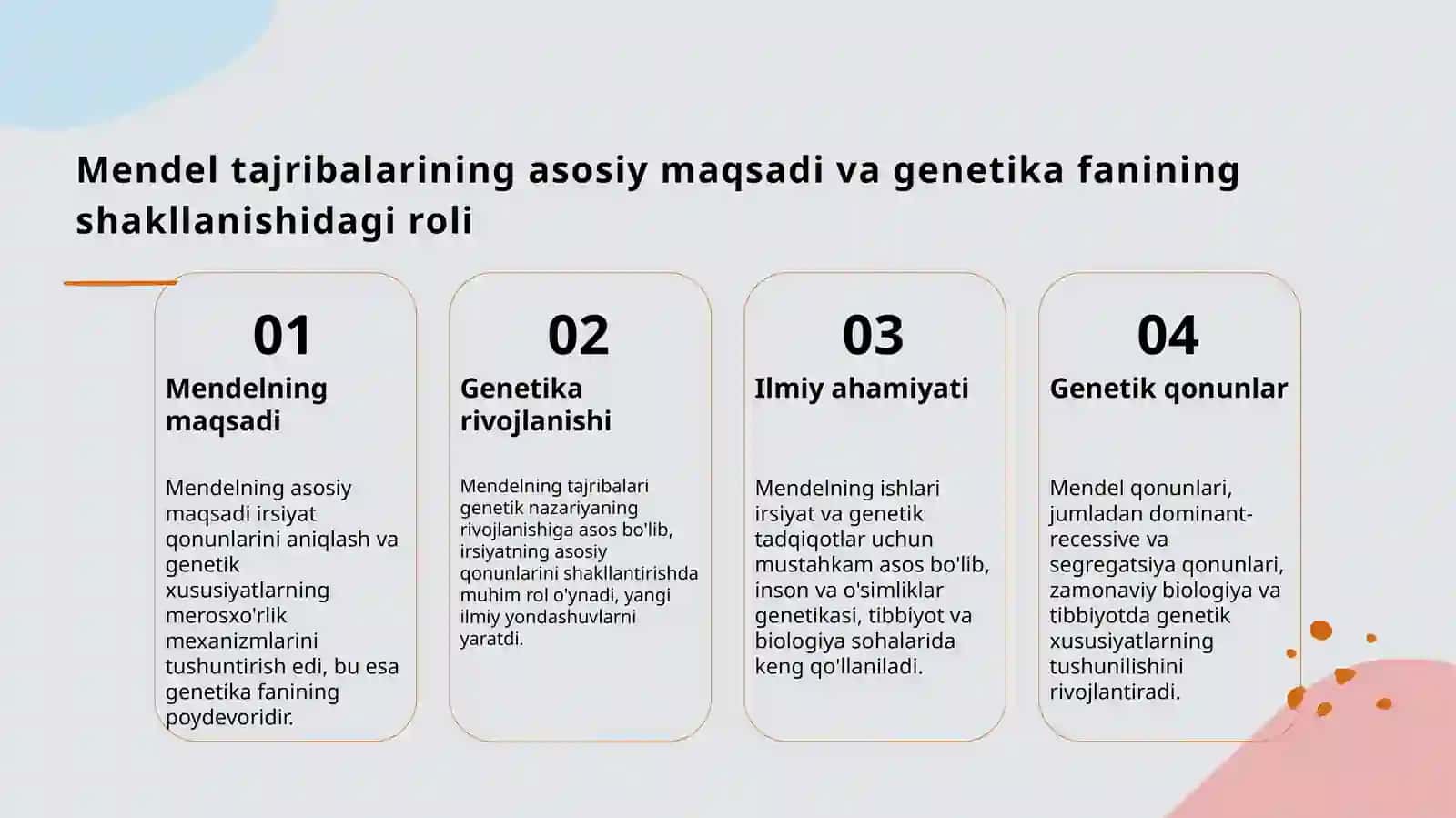 Mendel tajribalarining asl mohiyati 4