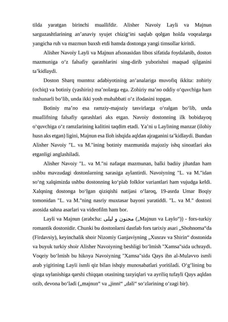 ALISHER NAVOIYNING “LAYLI VA MAJNUN” DOSTONIDA ISHQ TALQINI 4
