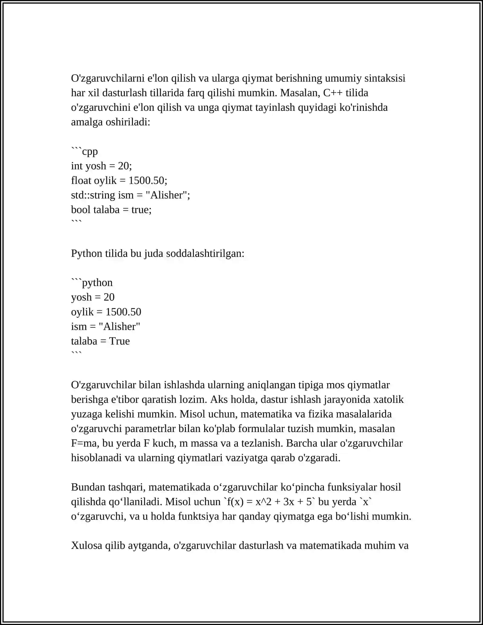ØZGARUVCHILAR IDENTIFAKATORLAR VA ULARNING TURLARI 4