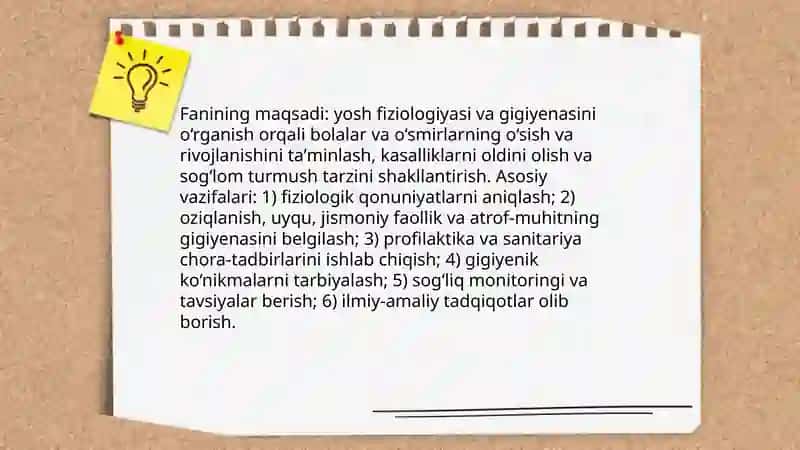 Yosh fiziologiyasi va gigiyenasi fanining predmeti va mazmuni 4