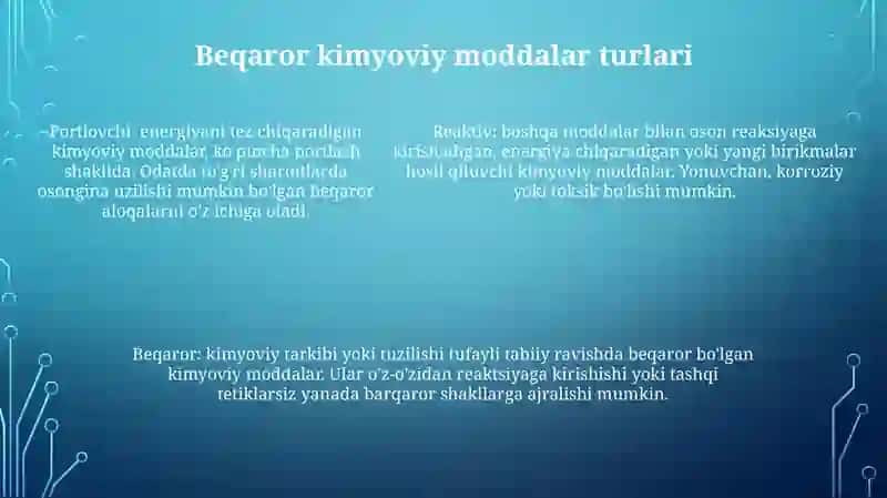 Beqaror Kimyovoy Moddalar 4