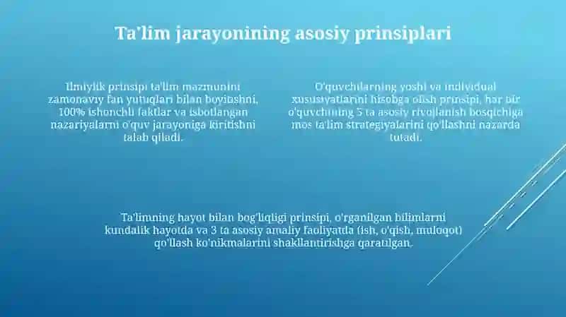 Ta'lim jarayoning mohiyati, mazmuni, tamoyillari va metodlari 4