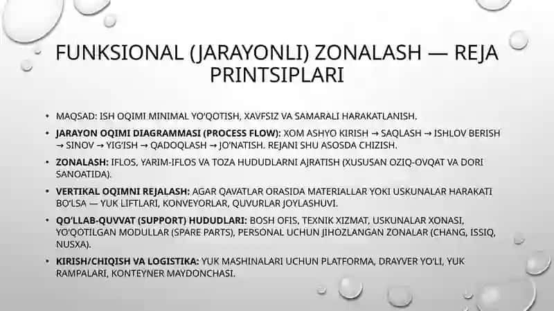 Sanoat korxonasi ishlab chiqarish binosining qavatlar rejasini loyihalash ishlari va prinsiplari. 4