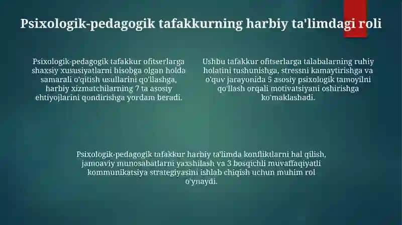 Ofitserlarning pedagogik mahoratiuning psixologik-pedagogik tafakkuri 4