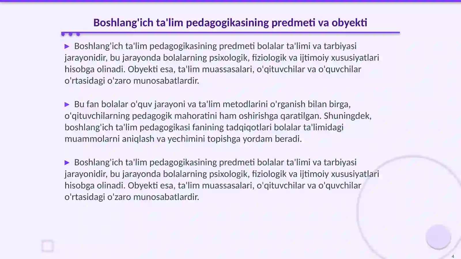 Boshlangich ta'lim pedagogikasi fani,uning predmeti,metodologiyasi,ilmiy-tadqiqot metodlari 4