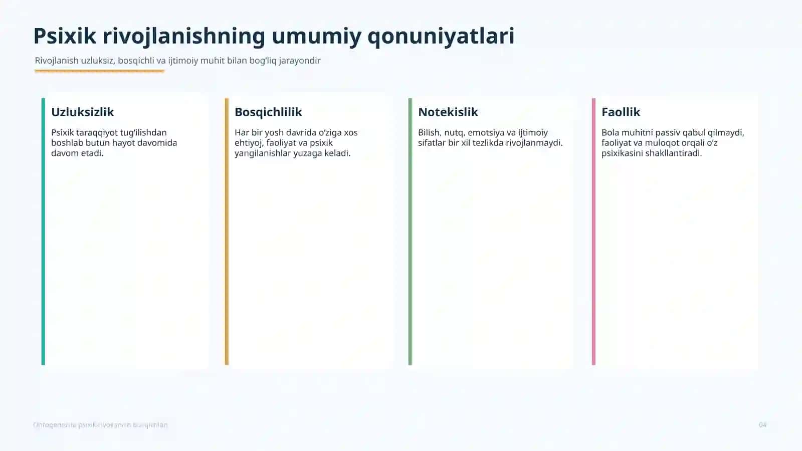 Ontogenezda psixik rivojlanish bosqichlari 4