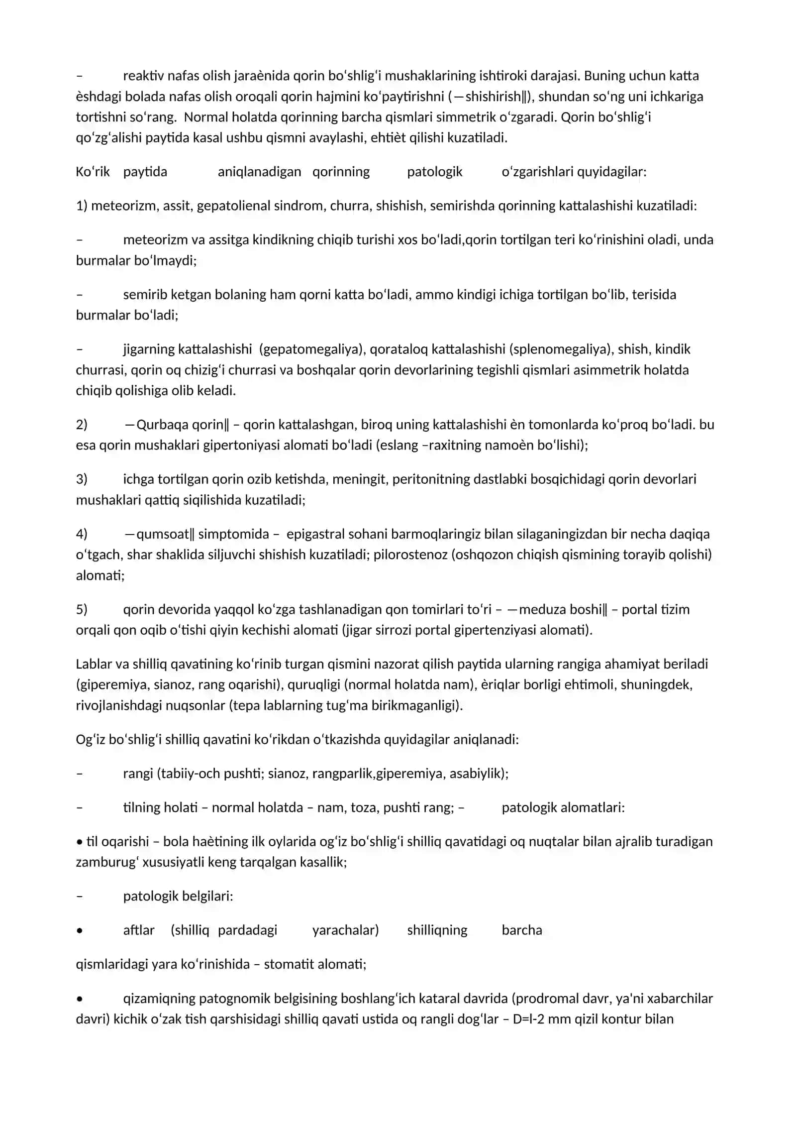 Bolalar kasalliklari propedevtikasi fanidan referat 4