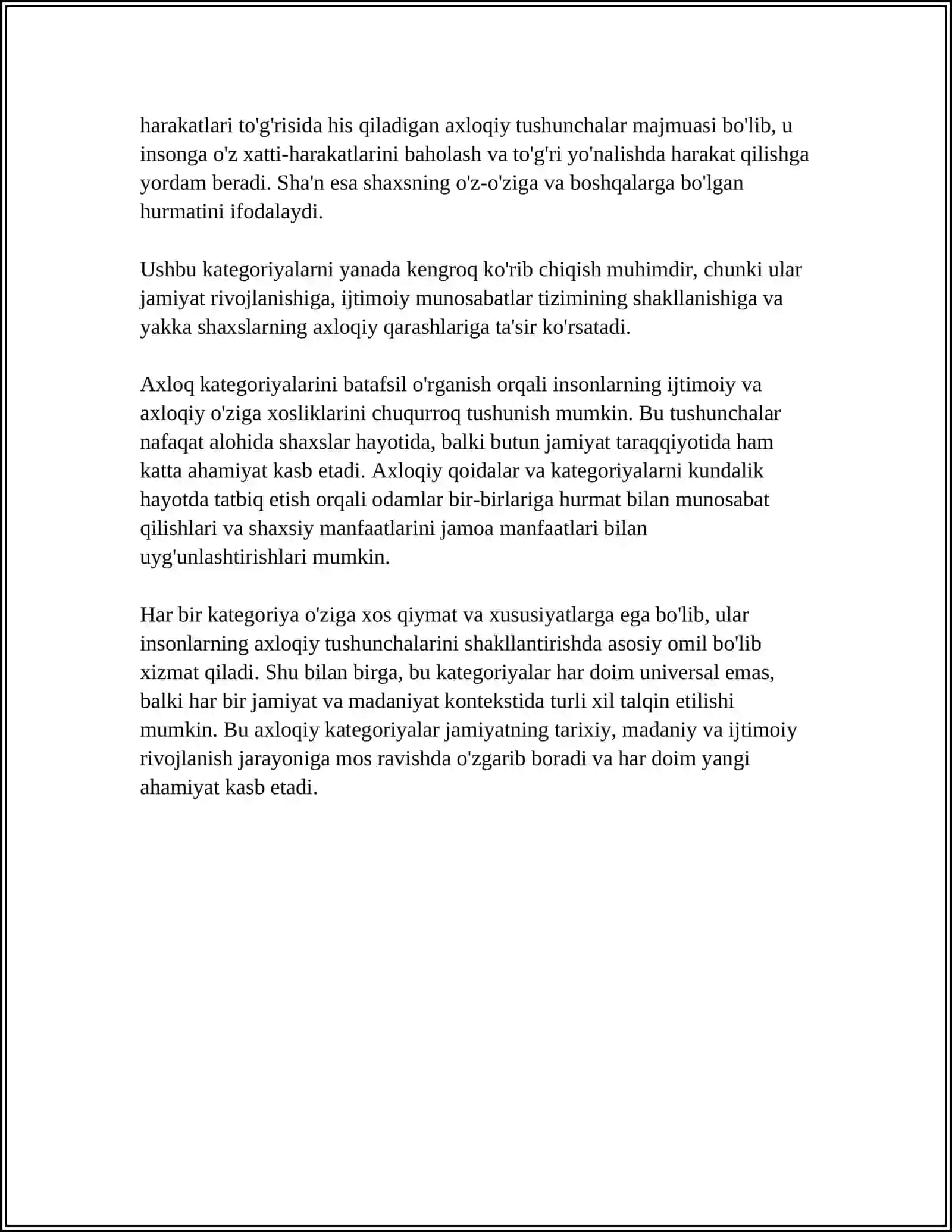 AXLOQ KATEGORIYALARI,ME'YORLARI VA TAMOYILLARINI KASBIY FAOLIYATDAGI O'RNI 4