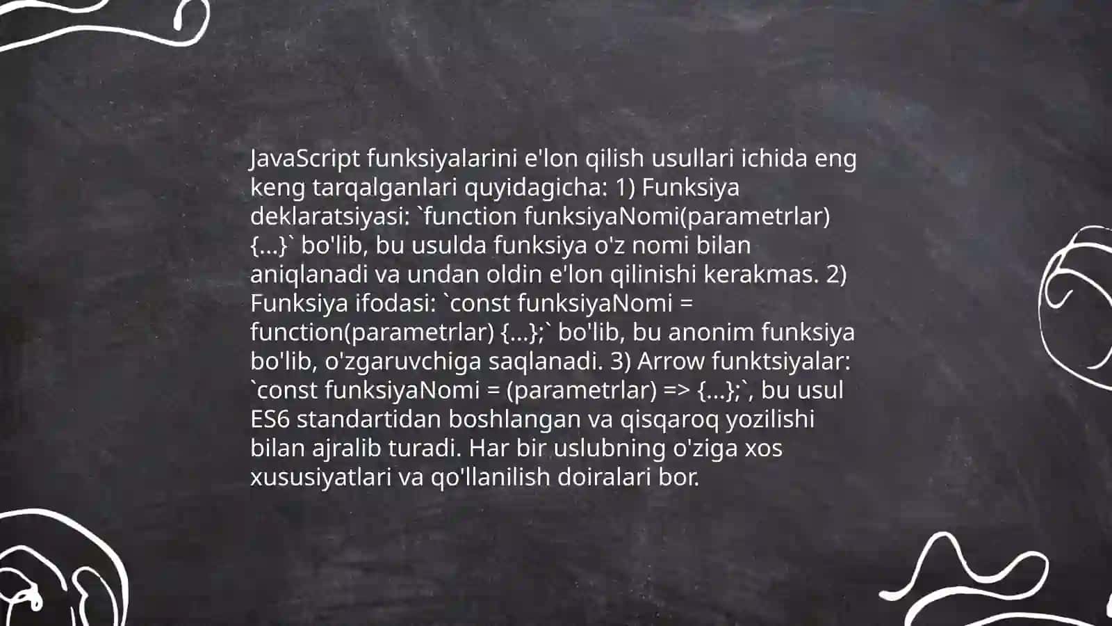 JavaScript funksiyalar va obyektlari 4
